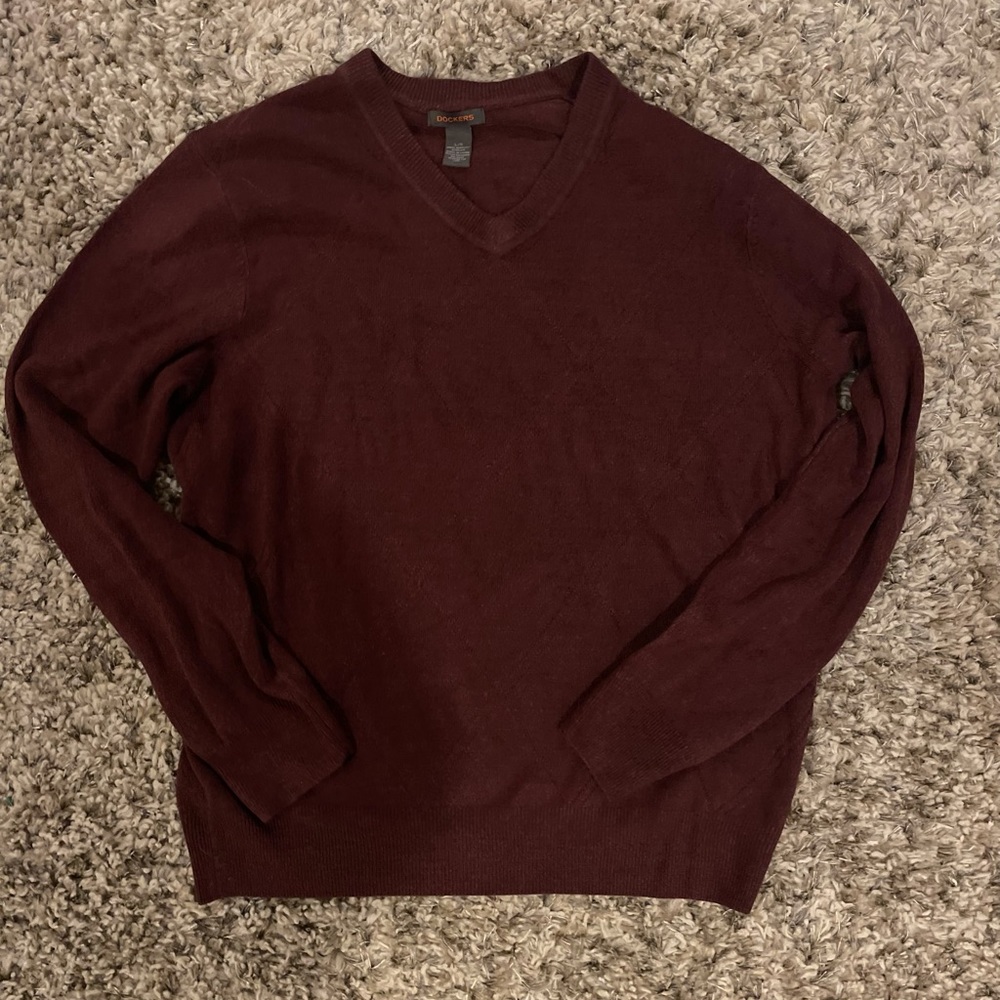 $1 when Bundled MENS V-Neck Burgundy Long Sleeve